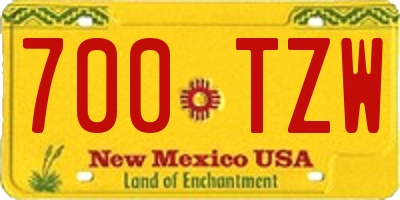NM license plate 700TZW