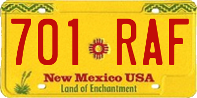 NM license plate 701RAF