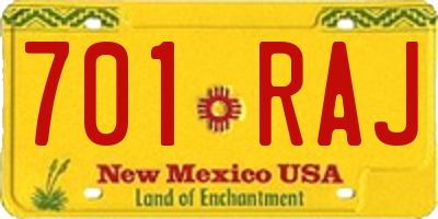 NM license plate 701RAJ