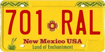 NM license plate 701RAL