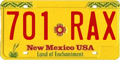 NM license plate 701RAX
