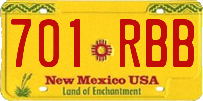 NM license plate 701RBB
