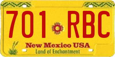 NM license plate 701RBC