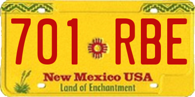 NM license plate 701RBE
