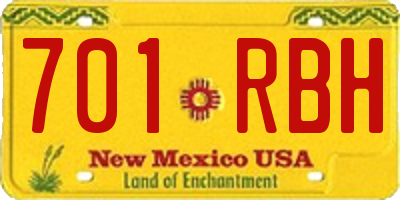 NM license plate 701RBH