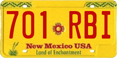 NM license plate 701RBI
