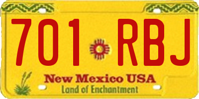 NM license plate 701RBJ