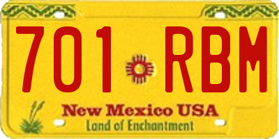 NM license plate 701RBM