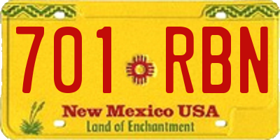 NM license plate 701RBN