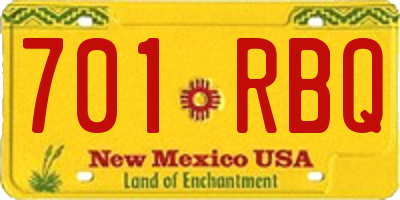 NM license plate 701RBQ