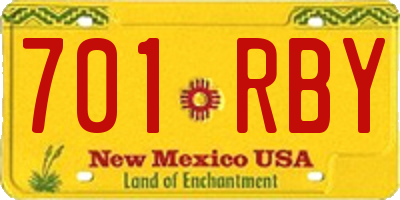 NM license plate 701RBY