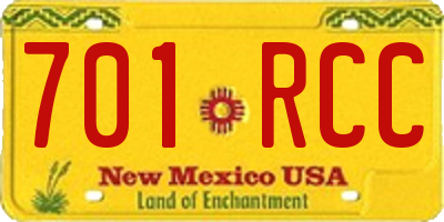 NM license plate 701RCC