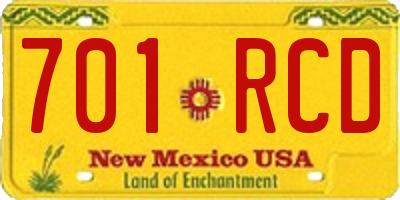 NM license plate 701RCD
