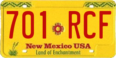 NM license plate 701RCF