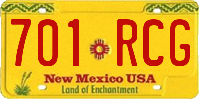NM license plate 701RCG