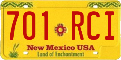 NM license plate 701RCI