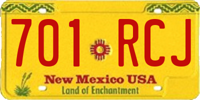 NM license plate 701RCJ