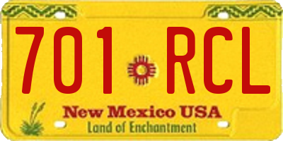 NM license plate 701RCL