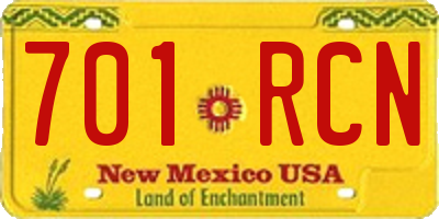 NM license plate 701RCN