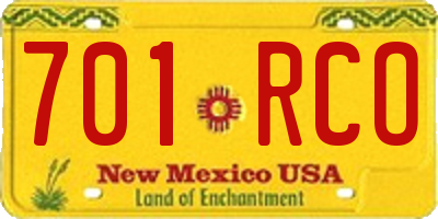 NM license plate 701RCO