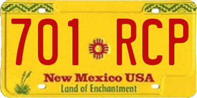 NM license plate 701RCP