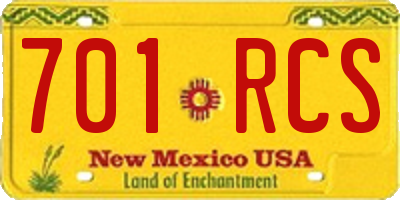 NM license plate 701RCS