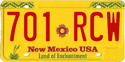 NM license plate 701RCW
