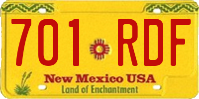 NM license plate 701RDF