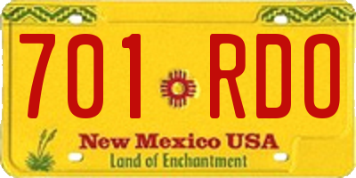 NM license plate 701RDO