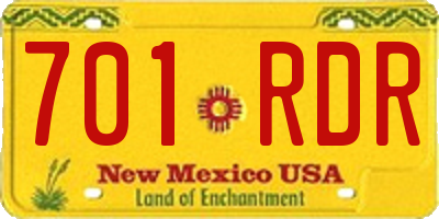 NM license plate 701RDR