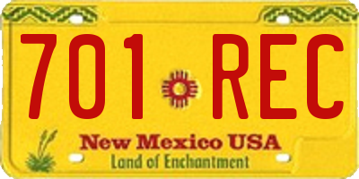 NM license plate 701REC