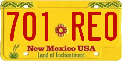 NM license plate 701REO