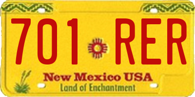NM license plate 701RER
