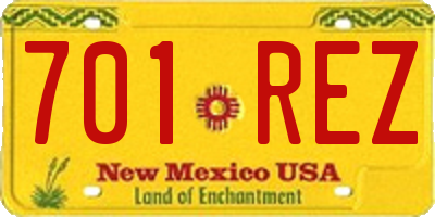 NM license plate 701REZ
