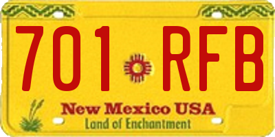 NM license plate 701RFB