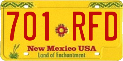 NM license plate 701RFD