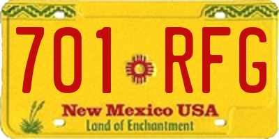 NM license plate 701RFG