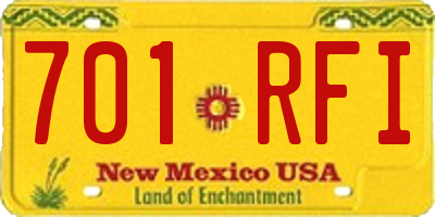 NM license plate 701RFI