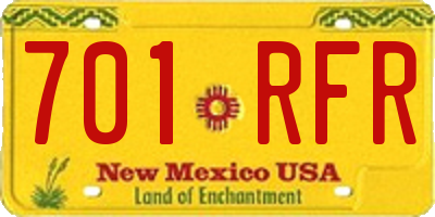 NM license plate 701RFR