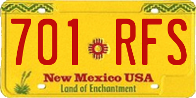 NM license plate 701RFS