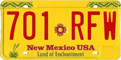 NM license plate 701RFW