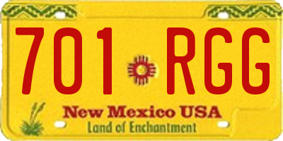 NM license plate 701RGG