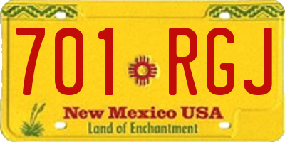 NM license plate 701RGJ