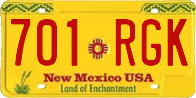NM license plate 701RGK