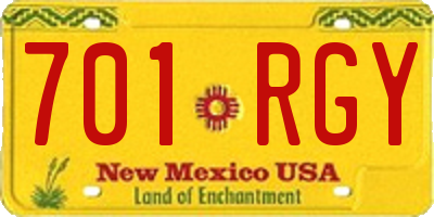 NM license plate 701RGY
