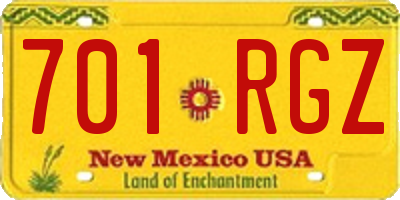 NM license plate 701RGZ