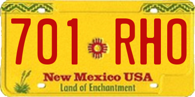 NM license plate 701RHO