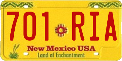 NM license plate 701RIA