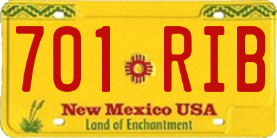 NM license plate 701RIB