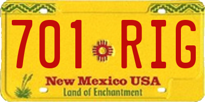 NM license plate 701RIG